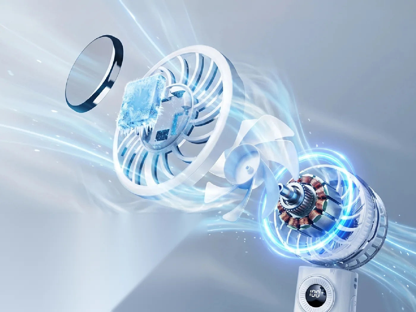 Exploded view of the Airdog F200 brushless turbine motor and ring air duct